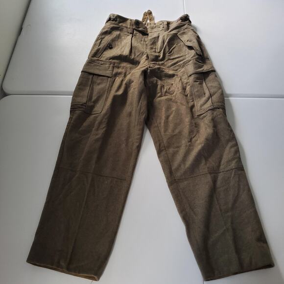 Vintage German Bundeswehr Wool Field Pants Mens 178/82-80 Olive Cargo Army 60s - Picture 1 of 13